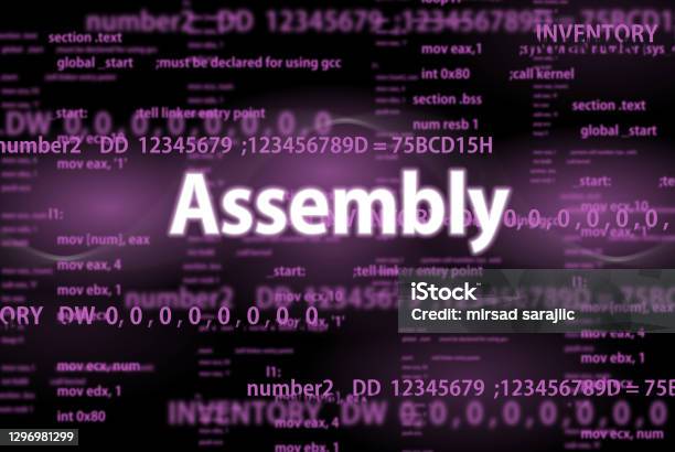 Assembly Codfe Assembly Code On Dark Background And Word Assembly Stock Illustration ...