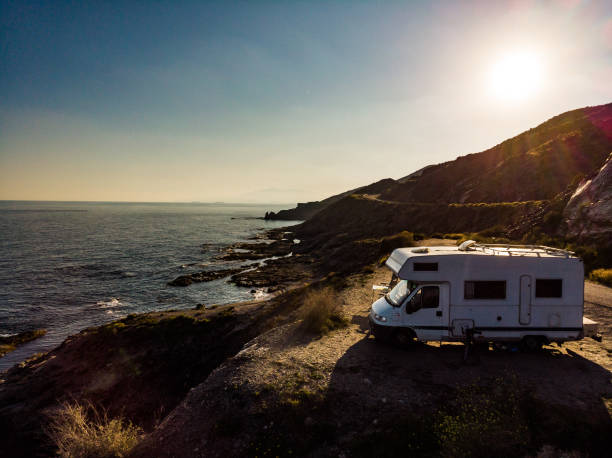 istock Camper car on coast, Almeria Spain 1296981624