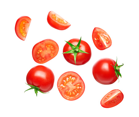 Set of fresh tomato isolated on white background
