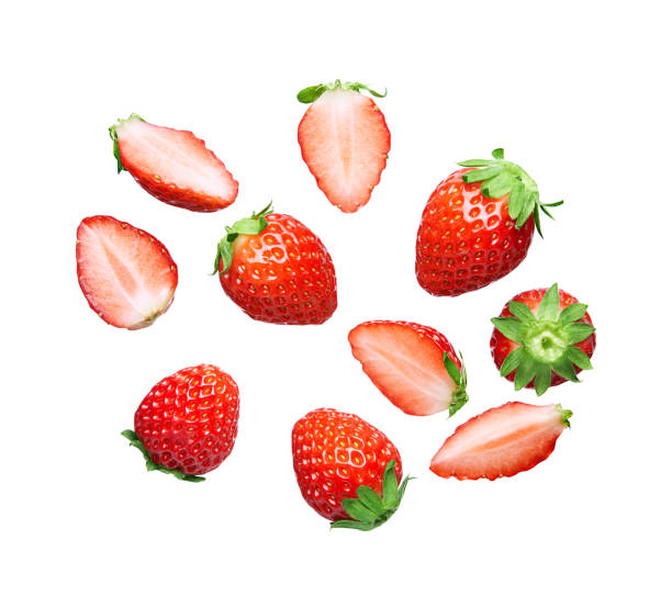 istock Different angle of strawberry isolated on white background - clipping path included 1296981690