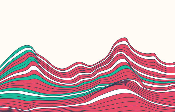 Background wavy lines Vector illustration of a background with waves and line art. mountain peak clouds stock illustrations