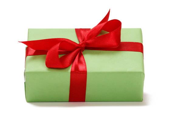 istock Gift box with red ribbon on white isolated background. 1296983346