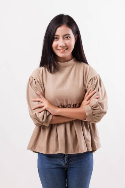 istock happy smiling asian arab woman studio isolated 1296984643