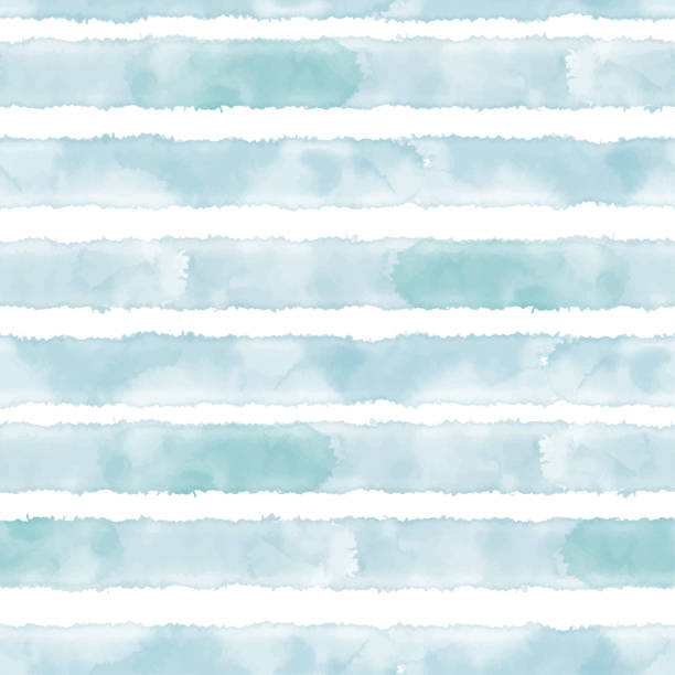 Watercolor striped pattern. Seamless background on the marine theme. Vector. Horizontal. Perfect for design templates, wallpaper, wrapping, fabric and textile. Watercolor stripes on white. Seamless vector pattern on the marine theme. watercolor painting striped abstract backgrounds stock illustrations
