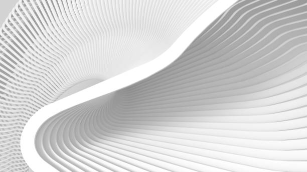 istock Abstract three-dimensional light white texture of a set of rounded steps spiraling. 3D illustration. 1296987489