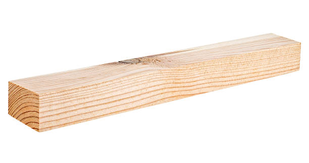 istock Wooden bar isolated on a white background, front view. Pine wooden beam. 1296987831