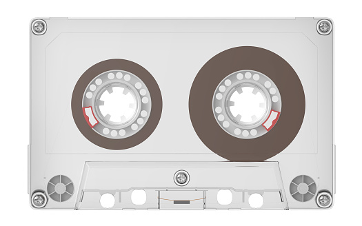 Cassette tape retro old style, transparent, isolated on white. 3d illustration