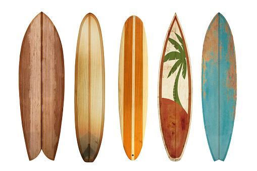 tabla de surf de madera vintage photo
