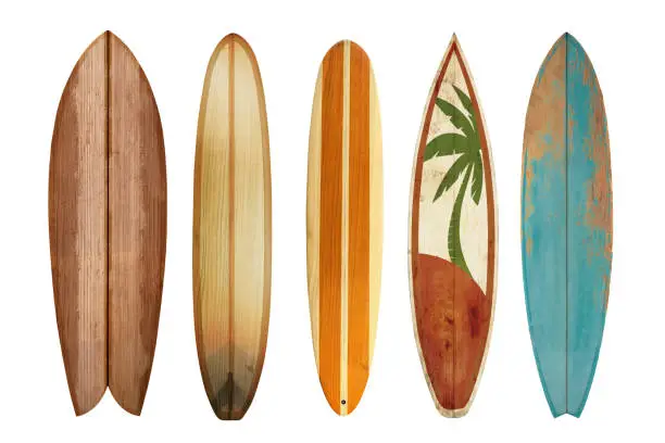 Photo of vintage wooden surfboard