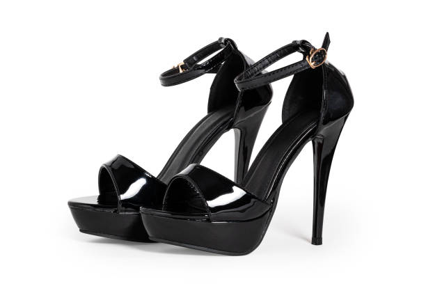 istock Luxury black high heel isolated on white background. With clipping path. Artwork and Design. 1296989806