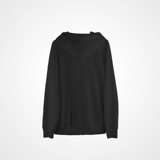 istock Hanging stylish black hoodie mockup, mens sweatshirt, back view, for design presentation, pattern, advertising and print. 1296989885
