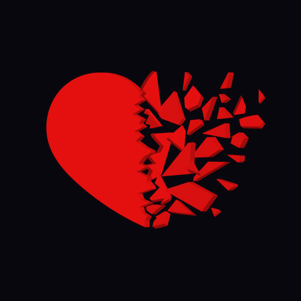 значок разбитого сердца. несчастный знак отношений. векторный дизайн - broken cracked shattered glass heart shape stock illustrations