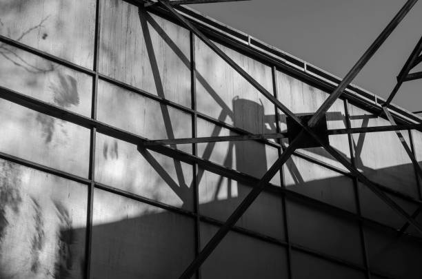 istock Monochrome Abstract Geometric composition in metal. 1296990738