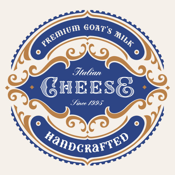 a vintage round cheese label a vintage round cheese label, this design can be used as a template for a package. insignia healthy eating gold nature stock illustrations