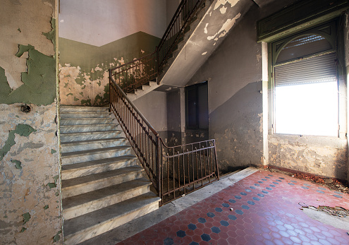Staircase in an abandoned building