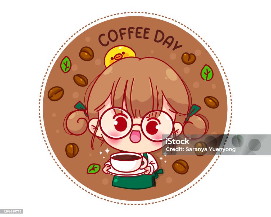 Barista Dễ Thương Trong Tạp Dề Cầm Một Tách Cà Phê Logo Hình Ảnh ...