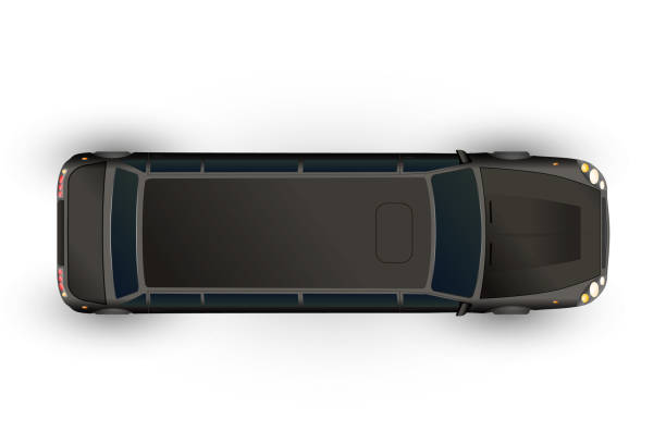 istock Top view of realistic glossy black limo, luxury car on white 1297002146