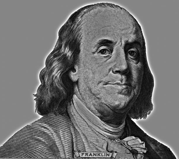 istock Portrait of U.S. president Benjamin Franklin on gray 1297004330