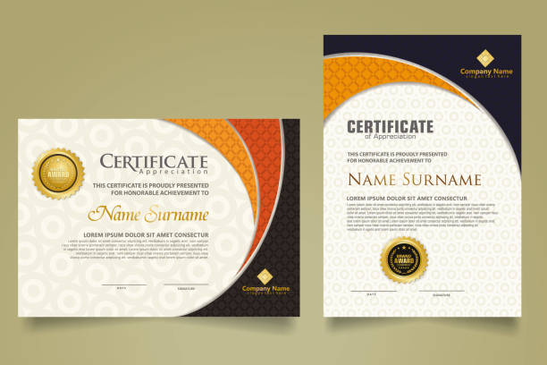 Set modern certificate template with realistic texture diamond shaped on the ornament and modern pattern background Set modern certificate template with realistic texture diamond shaped on the ornament and modern pattern background. size A4. vector illustrations banking borders stock illustrations
