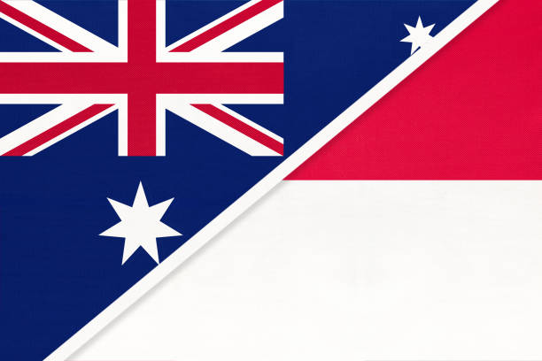 istock Australia and Monaco, symbol of national flags from textile. 1297008485