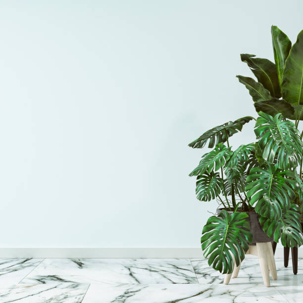istock Empty interior with lush foliage decoration and copy space 1297010374
