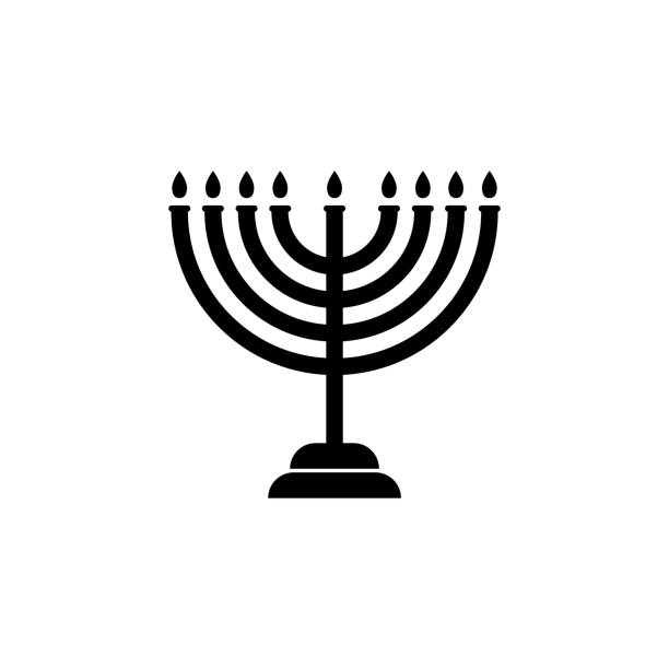 메코라 아이콘 - hanukkah menorah candle judaism stock illustrations