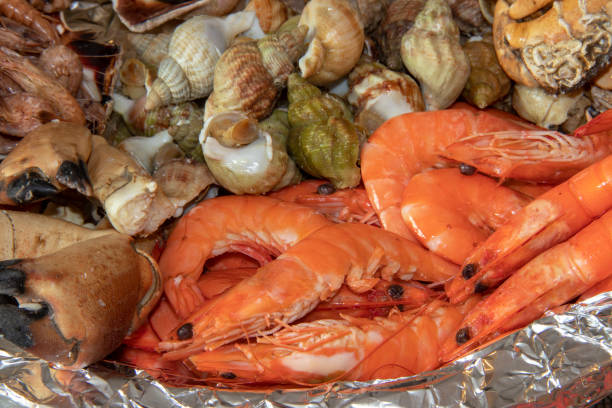 istock Pink shrimp, bulots and cake claws 1297015036