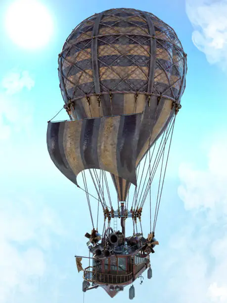 Hot air balloon on a daylight sky.