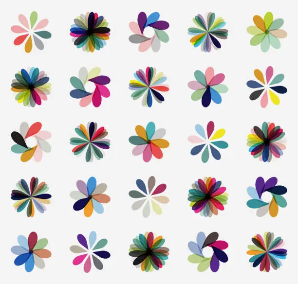 Vector illustration of set of colorful floral pattern buttons icon for design