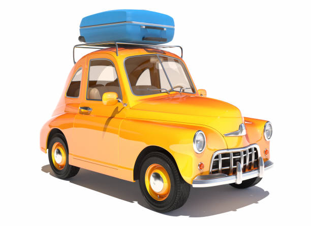 istock Cartoon car with laggage on top 1297021295