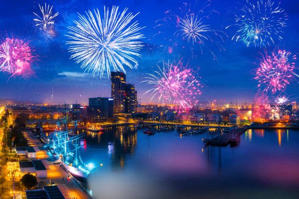 istock Fireworks display in Gdynia by the Baltic Sea 1297022677