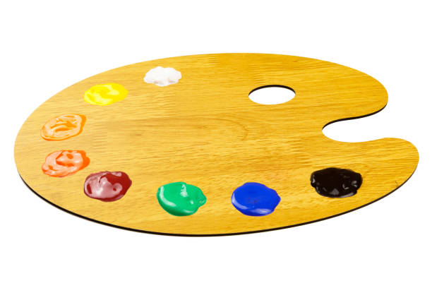istock Isolated wooden palette with multi-colored paints 1297025506