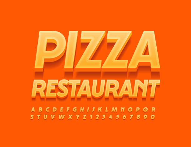 istock Vector trendy banner Pizza Restaurant. Modern 3D Alphabet Letters and Numbers set 1297028376