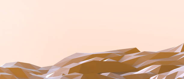 istock Abstract Background and Geometric Mountain Landscape concept with Gradient Yellow Background,Copy space,design for banner - 3d rendering 1297032391
