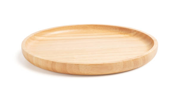 istock Empty wood plate isolated on white background with clipping path 1297032900