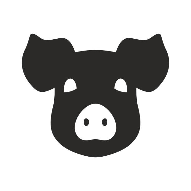 ilustrações de stock, clip art, desenhos animados e ícones de pig icon. pork. fresh meat. livestock. - porco