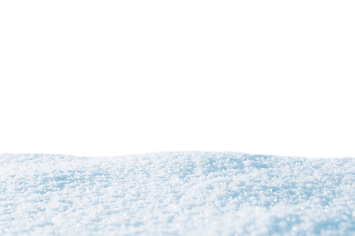 snow plain close up. isolated white background