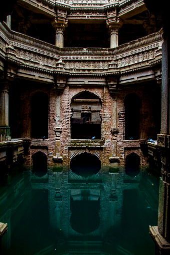 Adalaj Stepwell or Rudabai Stepwell is a stepwell located in the village of Adalaj, close to Ahmedabad city and in Gandhinagar district in the Indian state of Gujarat, and considered a fine example of Indian architecture work. It was built in 1498 in the memory of Rana Veer Singh, by his wife Queen Rudadevi.
