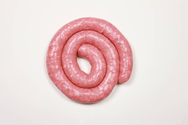Minced pork sausage on butcher's hook