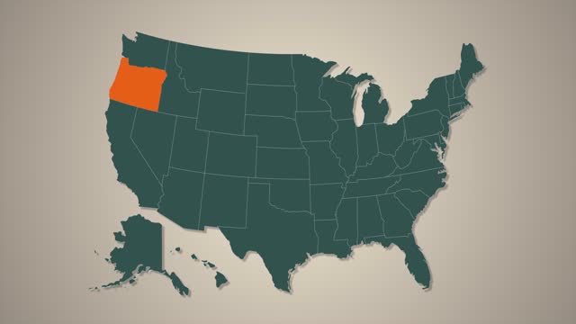 United States map Oregon federal state blinking