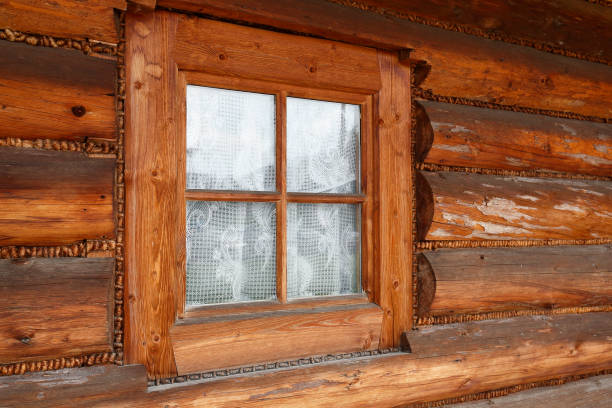 istock Small window in the wooden frame 1297043956