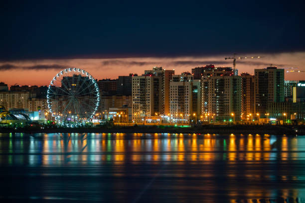 View at Ferris wheel in dusk. Kazan