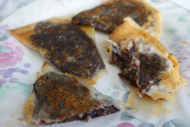istock Brick sheets stuffed with black pudding mashed apple and onion  Fried food 1297048423