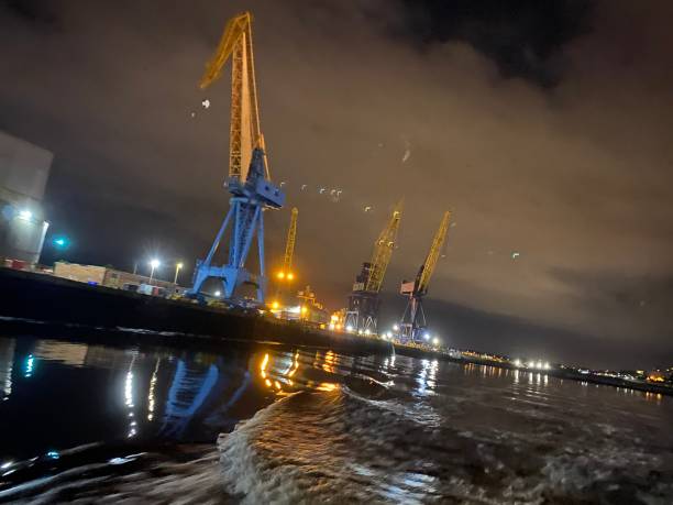 Tyne River Industrial Buildings at Night