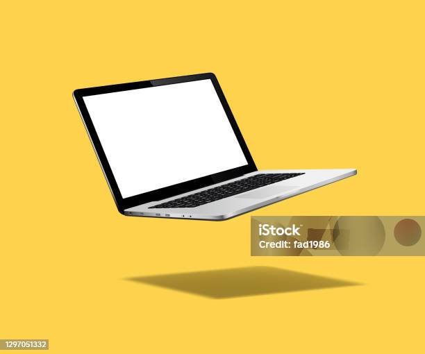 Levitation Laptop Mockup Stock Illustration - Download Image Now - Laptop, Computer, Template