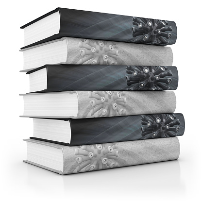 3d render. Stack of books isolated on white background.
