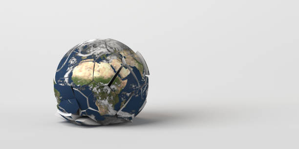 istock Planet earth crashed to the ground and broken. 3d illustration. Fragile planet. 1297052985