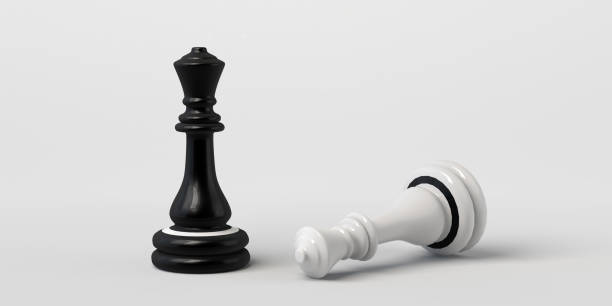istock Black chess queen wins white. Isolated on white background. Banner. 3d illustration. 1297054138
