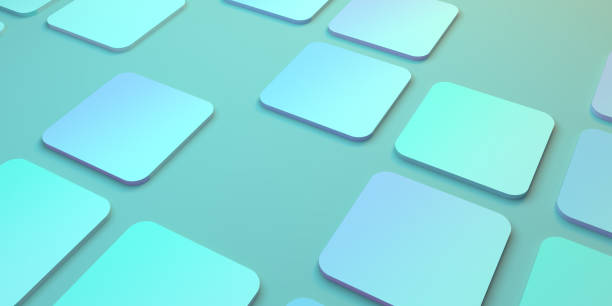 istock Abstract background. Yellow composition with squares. 3d illustration. Banner. 1297054544