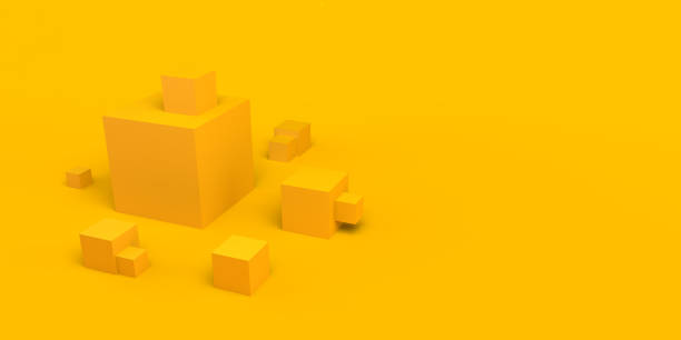 istock Abstract background. Yellow composition with cubes. 3d illustration. Banner. 1297054579